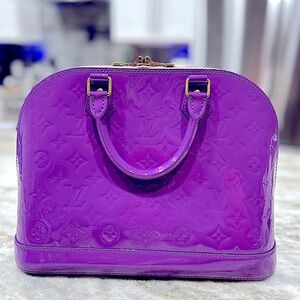 Louis Vuitton Authentic Purple Vernis Alma With Lock Set / Clochettte